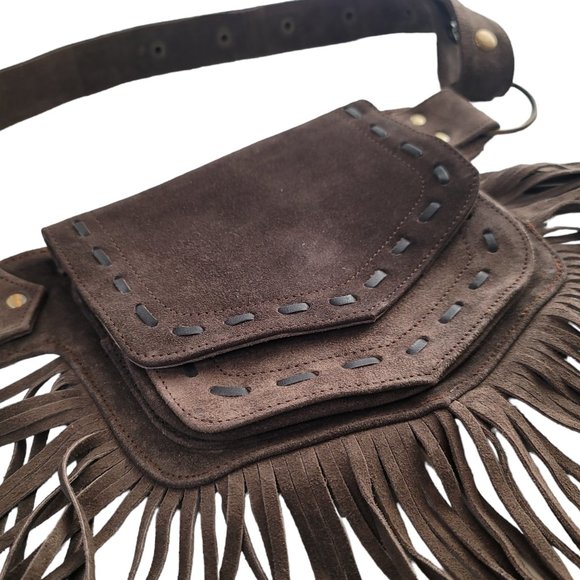 2025Genuine LeatherFestival Cow Girl Pocket Belt | Hip bag with Fringe Coffee… - Picture 11 of 14